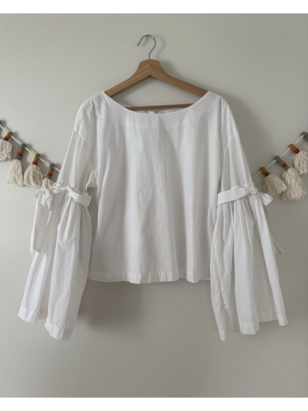 Free People So Obviously Yours Bell Sleeve Top White Cotton Feminine Coquette L
